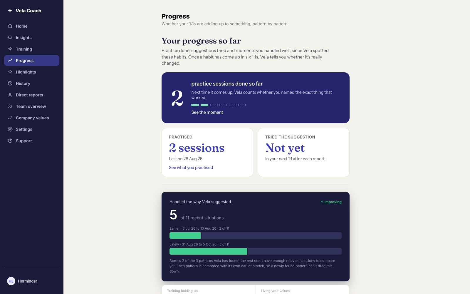 Progress: your progress so far, in counts and quotes